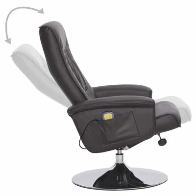 VidaXL Fauteuil de massage avec repose-pied Gris Similicuir 5 VidaXL Fauteuil de massage avec repose-pied Gris Similicuir – Image 5