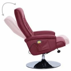 VidaXL Fauteuil de massage avec repose-pied Rouge bordeaux Similicuir -Fauteuils électriques Soldes image 5 248497