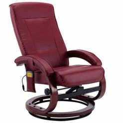 VidaXL Fauteuil de massage avec repose-pieds Rouge bordeaux Similicuir -Fauteuils électriques Soldes image 5 248605