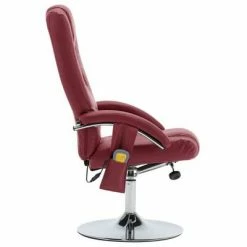VidaXL Fauteuil de massage avec repose-pied Rouge bordeaux Similicuir -Fauteuils électriques Soldes image 5 248663