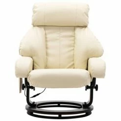VidaXL Fauteuil de massage TV Blanc crème Similicuir -Fauteuils électriques Soldes image 5 248682