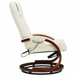 VidaXL Fauteuil de massage avec repose-pied Blanc cassé Similicuir 10 VidaXL Fauteuil de massage avec repose-pied Blanc cassé Similicuir -Fauteuils électriques Soldes image 5 248710