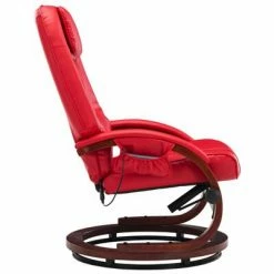 VidaXL Fauteuil de massage avec repose-pied Rouge Similicuir -Fauteuils électriques Soldes image 5 248712