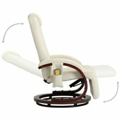 VidaXL Fauteuil de massage TV Blanc crème Similicuir -Fauteuils électriques Soldes image 5 248722