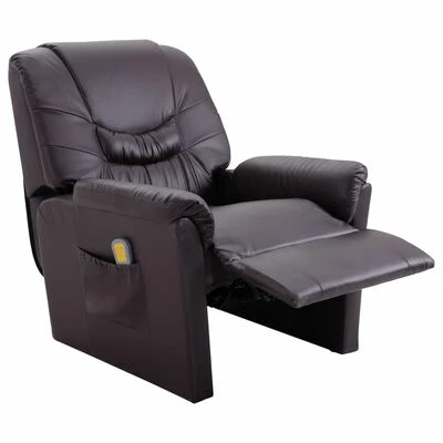 VidaXL Fauteuil inclinable de massage Marron Similicuir 5 VidaXL Fauteuil inclinable de massage Marron Similicuir – Image 5