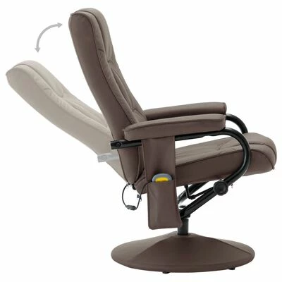 VidaXL Fauteuil de massage avec repose-pied Marron Similicuir 5 VidaXL Fauteuil de massage avec repose-pied Marron Similicuir – Image 5