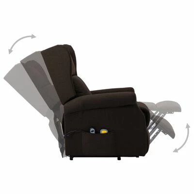 VidaXL Fauteuil de massage inclinable Marron foncé Tissu 5 VidaXL Fauteuil de massage inclinable Marron foncé Tissu – Image 5