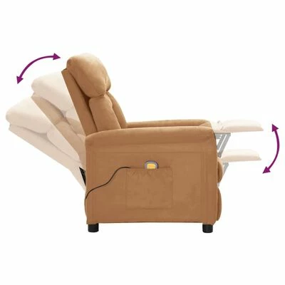 VidaXL Fauteuil inclinable de massage Taupe Similicuir daim 5 VidaXL Fauteuil inclinable de massage Taupe Similicuir daim – Image 5