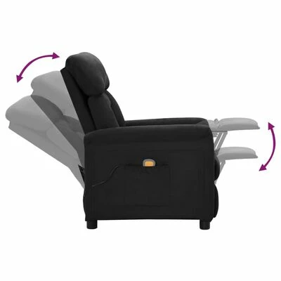 VidaXL Fauteuil inclinable de massage Noir Similicuir daim 5 VidaXL Fauteuil inclinable de massage Noir Similicuir daim – Image 5