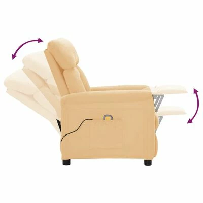 VidaXL Fauteuil inclinable de massage Crème Similicuir daim 5 VidaXL Fauteuil inclinable de massage Crème Similicuir daim – Image 5