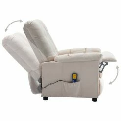VidaXL Fauteuil inclinable de massage Crème Tissu -Fauteuils électriques Soldes image 5 289815