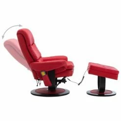 VidaXL Fauteuil de massage inclinable Rouge Similicuir et bois courbé -Fauteuils électriques Soldes image 5 289898