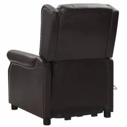 VidaXL Fauteuil releveur inclinable massage Marron Similicuir brillant -Fauteuils électriques Soldes image 5 3093422