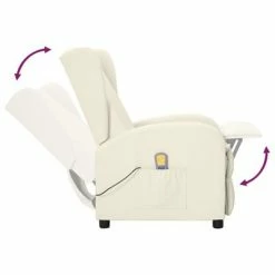 VidaXL Fauteuil inclinable releveur de massage Crème Similicuir -Fauteuils électriques Soldes image 5 3098251