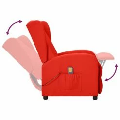 VidaXL Fauteuil inclinable releveur de massage Rouge Similicuir -Fauteuils électriques Soldes image 5 3098255