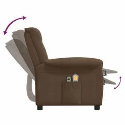 VidaXL Fauteuil inclinable de massage Marron Tissu microfibre -Fauteuils électriques Soldes image 5 3098589