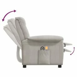 VidaXL Fauteuil inclinable de massage Gris clair Tissu microfibre -Fauteuils électriques Soldes image 5 3098591