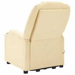 VidaXL Fauteuil inclinable de massage Blanc crème Similicuir -Fauteuils électriques Soldes image 5 3100330
