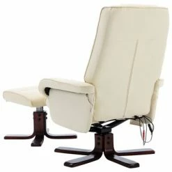 VidaXL Fauteuil de massage inclinable et repose-pied Crème Similicuir -Fauteuils électriques Soldes image 5 320125