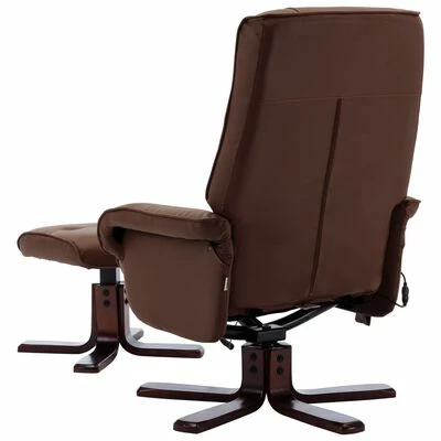 VidaXL Fauteuil de massage inclinable et repose-pied Marron Similicuir 5 VidaXL Fauteuil de massage inclinable et repose-pied Marron Similicuir – Image 5