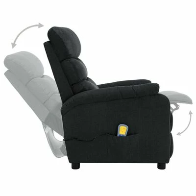 VidaXL Fauteuil inclinable de massage Gris foncé Tissu 5 VidaXL Fauteuil inclinable de massage Gris foncé Tissu – Image 5