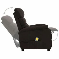 VidaXL Fauteuil inclinable de massage Marron foncé Tissu -Fauteuils électriques Soldes image 5 321231