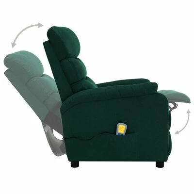 VidaXL Fauteuil inclinable de massage Vert foncé Tissu 5 VidaXL Fauteuil inclinable de massage Vert foncé Tissu – Image 5