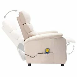 VidaXL Fauteuil inclinable de massage Crème Tissu -Fauteuils électriques Soldes image 5 321235