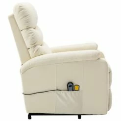 VidaXL Fauteuil inclinable de massage Blanc crème Similicuir 10 VidaXL Fauteuil inclinable de massage Blanc crème Similicuir -Fauteuils électriques Soldes image 5 321284