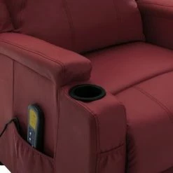 VidaXL Fauteuil de massage inclinable Rouge bordeaux Similicuir -Fauteuils électriques Soldes image 5 321315