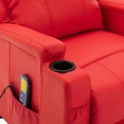 VidaXL Fauteuil de massage inclinable Rouge Similicuir -Fauteuils électriques Soldes image 5 321316