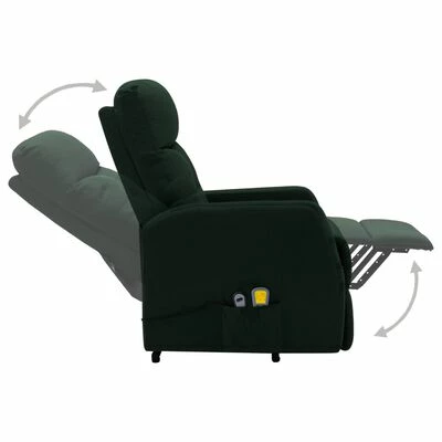 VidaXL Fauteuil inclinable de massage Vert foncé Tissu 5 VidaXL Fauteuil inclinable de massage Vert foncé Tissu – Image 5
