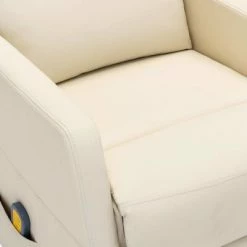 VidaXL Fauteuil de massage inclinable Blanc crème Similicuir -Fauteuils électriques Soldes image 5 321360