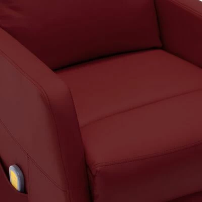 VidaXL Fauteuil de massage inclinable Rouge bordeaux Similicuir 5 VidaXL Fauteuil de massage inclinable Rouge bordeaux Similicuir – Image 5