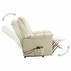VidaXL Fauteuil inclinable de massage Crème Tissu 10 VidaXL Fauteuil inclinable de massage Crème Tissu -Fauteuils électriques Soldes image 5 321399