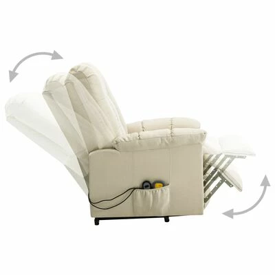 VidaXL Fauteuil inclinable de massage Crème Tissu 5 VidaXL Fauteuil inclinable de massage Crème Tissu – Image 5