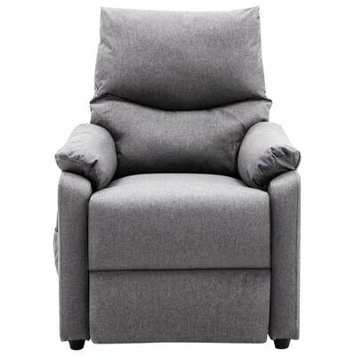 VidaXL Fauteuil inclinable de massage Gris clair Tissu 5 VidaXL Fauteuil inclinable de massage Gris clair Tissu – Image 5