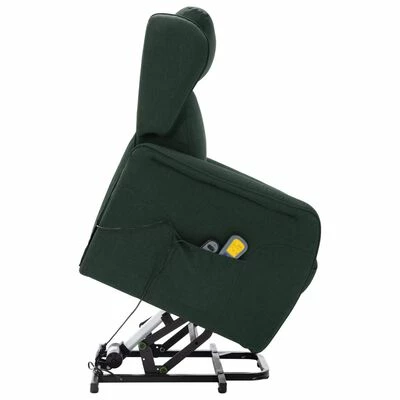 VidaXL Fauteuil de massage inclinable Vert foncé Tissu 5 VidaXL Fauteuil de massage inclinable Vert foncé Tissu – Image 5
