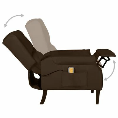 VidaXL Fauteuil de massage inclinable Marron foncé Tissu 5 VidaXL Fauteuil de massage inclinable Marron foncé Tissu – Image 5