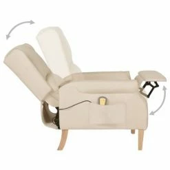 VidaXL Fauteuil de massage inclinable Crème Tissu -Fauteuils électriques Soldes image 5 329277