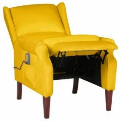 VidaXL Fauteuil de massage inclinable Jaune Velours -Fauteuils électriques Soldes image 5 329297