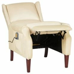 VidaXL Fauteuil de massage inclinable Crème Velours -Fauteuils électriques Soldes image 5 329299