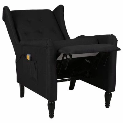 VidaXL Fauteuil de massage inclinable Noir Tissu 5 VidaXL Fauteuil de massage inclinable Noir Tissu – Image 5