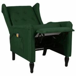 VidaXL Fauteuil de massage inclinable Vert foncé Tissu -Fauteuils électriques Soldes image 5 329336