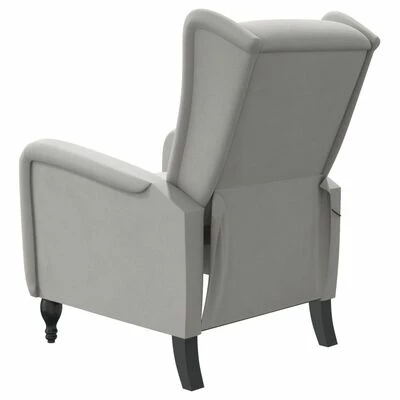 VidaXL Fauteuil de massage inclinable Gris clair Velours 5 VidaXL Fauteuil de massage inclinable Gris clair Velours – Image 5