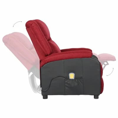VidaXL Fauteuil de massage inclinable Bordeaux Similicuir et tissu 5 VidaXL Fauteuil de massage inclinable Bordeaux Similicuir et tissu – Image 5