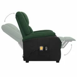 VidaXL Fauteuil de massage inclinable Vert foncé Tissu 10 VidaXL Fauteuil de massage inclinable Vert foncé Tissu -Fauteuils électriques Soldes image 5 329519