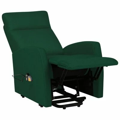 VidaXL Fauteuil de massage inclinable Vert foncé Tissu 5 VidaXL Fauteuil de massage inclinable Vert foncé Tissu – Image 5
