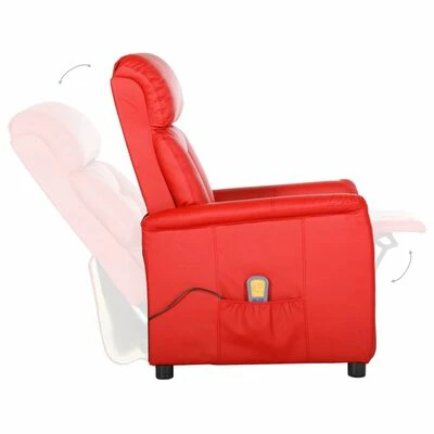 VidaXL Fauteuil de massage inclinable Rouge Similicuir 5 VidaXL Fauteuil de massage inclinable Rouge Similicuir – Image 5