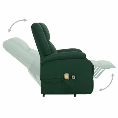VidaXL Fauteuil de massage inclinable Vert foncé Tissu 5 VidaXL Fauteuil de massage inclinable Vert foncé Tissu – Image 5